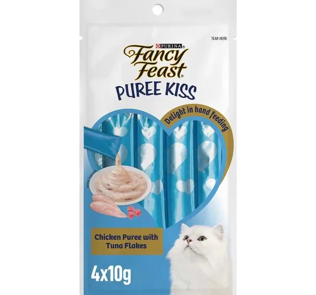Fancy Feast Puree Kiss Chicken Puree with Tuna Flakes 4 x 10 g