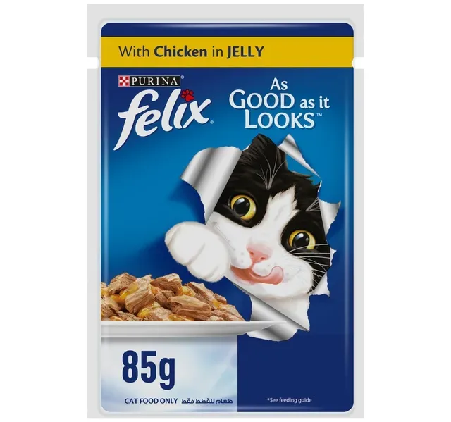 Purina Wet Cat Food Felix As Good As It Looks With Chicken in Jelly 85 g